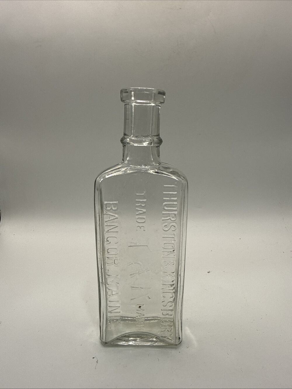 Antique Thurston & Kingsbury Embossed Medicine Glass Botle